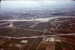 Flying over farm land