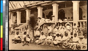 Young women making lace, India, ca.1920-1940