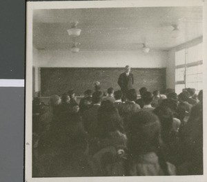 Takeshi Yamazaki Speaking at Chapel, Ibaraki, Japan, ca.1948-1952