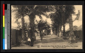 Missionary father standing in a street in Nkenda, Congo, ca.1920-1940