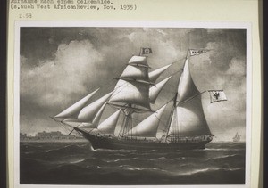 Palme' Segelschiff der B.M.F. um 1864. Aufnahme nach einem Oelgemälde (s. auch West African Review, Nov. 1935)