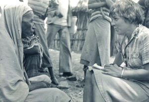 Ethiopia, the Bale Province. From the Melka Oda Camp, April 1979. Nurse, Lisbeth Andreasen in c