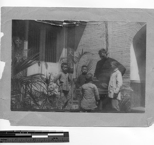 Fr. Dietz with young boys at Wuzhou, China, 1925