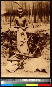 Three boys in the first stage of leprosy, Kumbakonam, India, ca.1920-1940