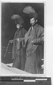 Lama priests from temple near North wall of Tartar City at Beijing, China, 1937