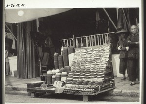 A seller of shoes and headgear in China