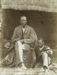 Chief Khama and his son Sekhome, in Mangwato, Northern Rhodesia, Zambia