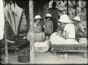 Missionaries having lunch, in Gabon