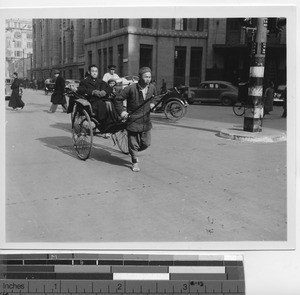 Old and new modes of transportation at Shanghai, China, 1946