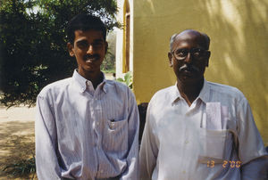 Tamil Nadu, South India, 13 February 2000. Rev. Gideon Devanesan, ALC, with his son Prasanna Da