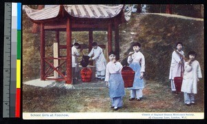 Girls carry water from well, Fuzhou, China, ca.1920-1940