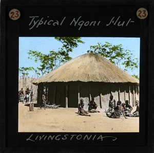 "Typical Ngoni hut, Livingstonia" Malawi, ca.1895