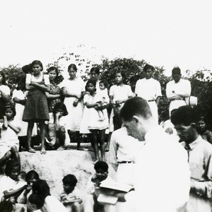 E J Ball evangelizing, Peru, ca. 1947