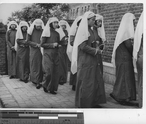 Novices in Corpus Christi procession at Fushun, China, 1938