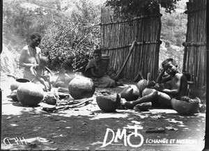 African people preparing food, Lemana, South Africa, 1908