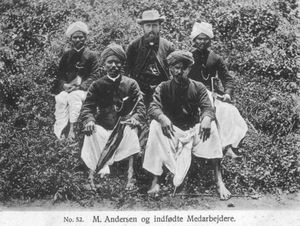 Missionary Morten Andersen and coworkers. Shervaroy ca.1900