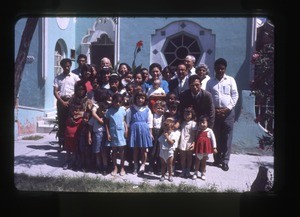 Group in front of the Church of Christ, Mexico