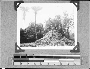 People standing on a termite mound, Nyasa, Tanzania, 1935