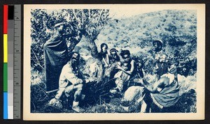 Zulu family with sorcerer, South Africa, ca.1920-1940