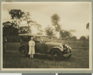 Margaret Irvine and the new car, Chogoria, Kenya, ca.1926