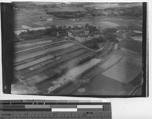 Aerial view of the seminary at Danzhu, China, 1945