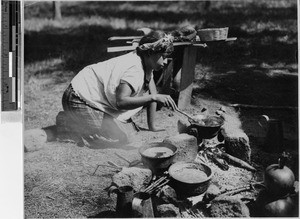 Woman cooking, Guatemala, ca. 1946