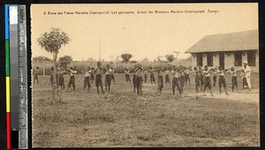Students exercising outdoors, Kisangani, Congo, ca.1920-1940