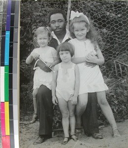 Jean Narivony together with three missionary children, Morondava, Madagascar, 1937