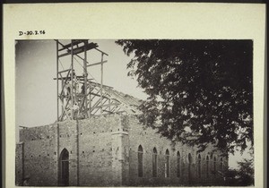 Church in Christiansborg, the tower and roof are under construction