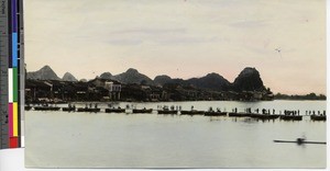 Floating bridge on the Fu River, Guilin, China, 1933