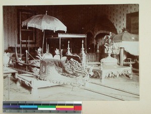 Carrying chairs in Antananarivo Palace, Madagascar