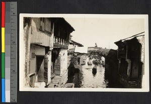 Buildings along canal, Shaoxing, Zhejiang, China, ca.1930-1940