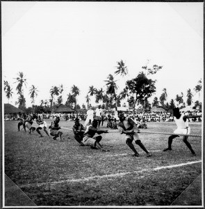 Tug-of-war of young men, Dar es Salaam, Tanzania, ca.1927-1938