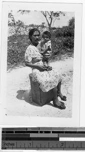 Portrait of a Maya woman and baby, Quintana Roo, Mexico, ca. 1947