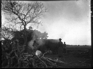 African people making bricks, Antioka, Mozambique, July 1925