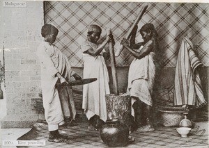 Rice pounding, in Madagascar