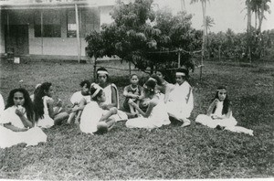 A summer camp in Taravao, Tahiti. During the " Roman day "