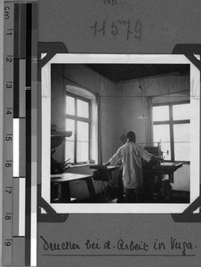 Printer at work in Vuga, Tanzania, 1938-1939