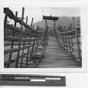 A rope bridge at Dwan Hsien, China