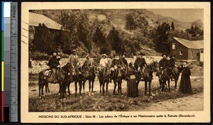 Bishop says goodbye to departing missionaries, Lesotho, ca.1900-1930