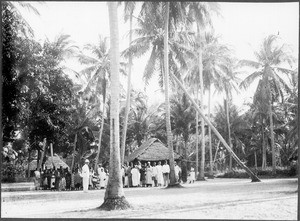 Protestant congregation of Tanga in front of their church, Tanzania, 1927