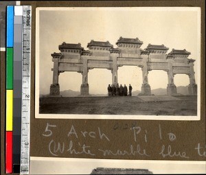 Arch at Ming tombs outside Beijing, China, ca.1931-1934