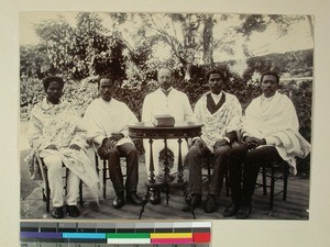 Ove Thesen together with four Malagasy medical students, Medical Mission Academy, Antananarivo, Madagascar, 1895