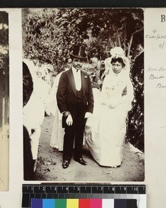 Portrait of bride and bridegroom, Madagascar, ca. 1890