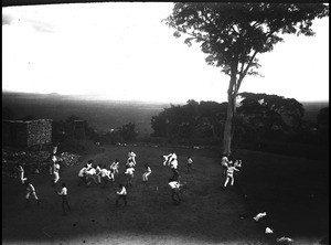 Pupils playing football