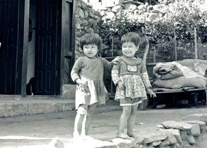 Girls in Nepal, looking like twins, 1986