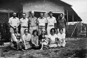 Missionaries from Danish Santal Mission in Bangladesh. (Photo from 1981?) Back row, from left t