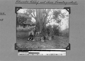 Sister Else Schärf with the Sunday school children, Isoko, Tanzania, 1929