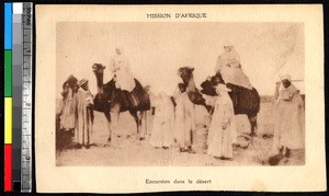 Missionaries and indigenous people travelling in the desert, Algeria, ca.1920-1940