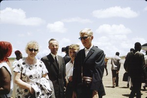 The Heggheim family at the airport, Ngaoundéré, Adamaoua, Cameroon, 1968